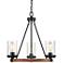 Taos 21 1/2"W Matte Black with Wood Grain 3-Light Chandelier