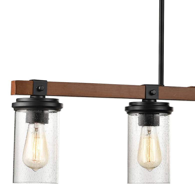 Image 3 Taos 36"W Matte Black 4-Light Linear Pendant w/ Seeded Glass more views