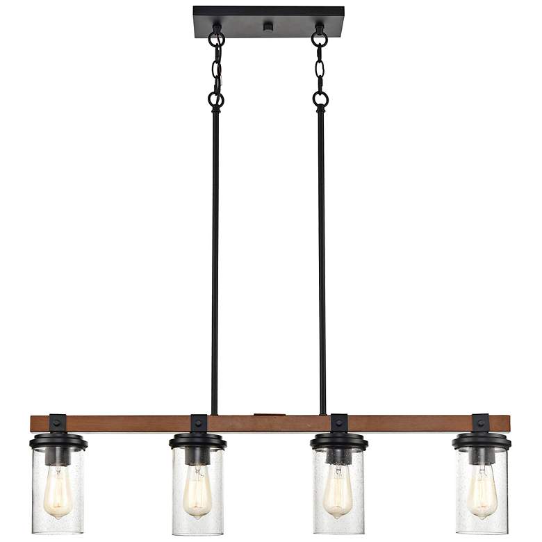 Image 7 Taos 36"W Matte Black 4-Light Linear Pendant w/ Seeded Glass more views