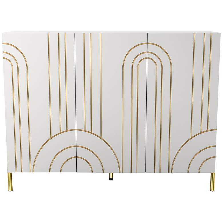 Image 2 Taos 48" Wide White Wood 6-Shelf 3-Door Buffet Server