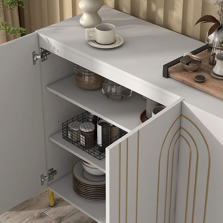 Image 3 Taos 48" Wide White Wood 6-Shelf 3-Door Buffet Server more views