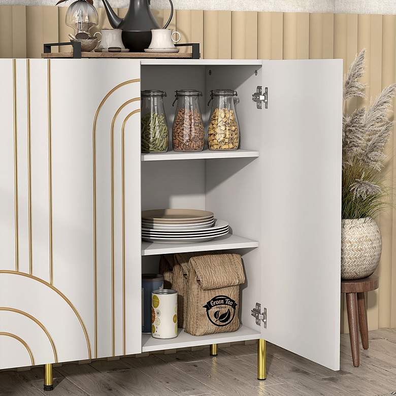 Image 4 Taos 48" Wide White Wood 6-Shelf 3-Door Buffet Server more views