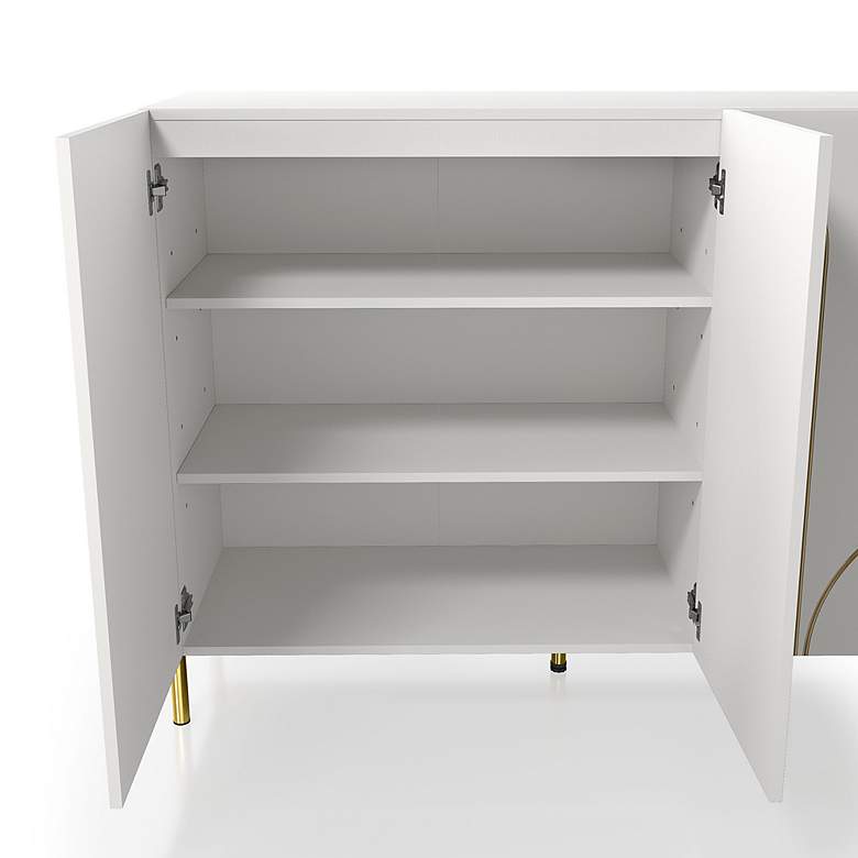 Image 5 Taos 48" Wide White Wood 6-Shelf 3-Door Buffet Server more views