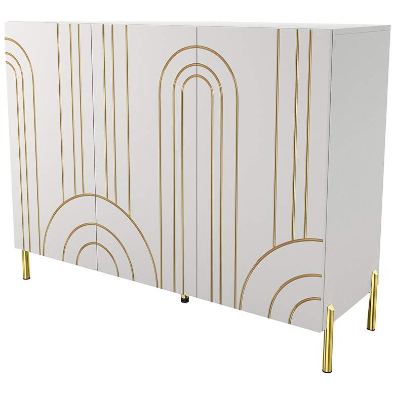 Image 7 Taos 48" Wide White Wood 6-Shelf 3-Door Buffet Server more views
