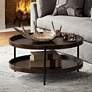 Taos Brown Wood Round Coffee Table in scene