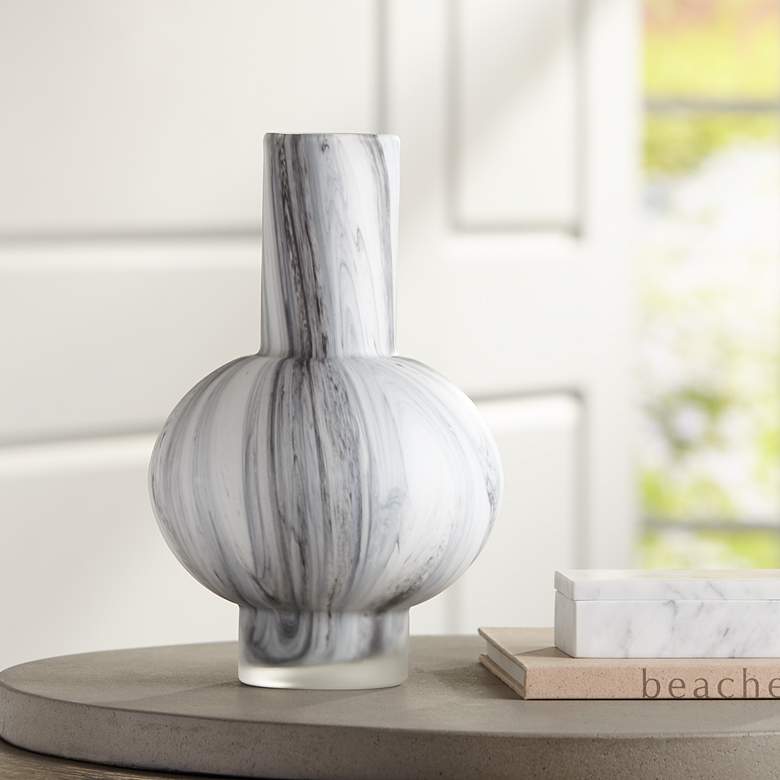 Image 2 Taos Matte Black & White 11 3/4"H Decorative Vase