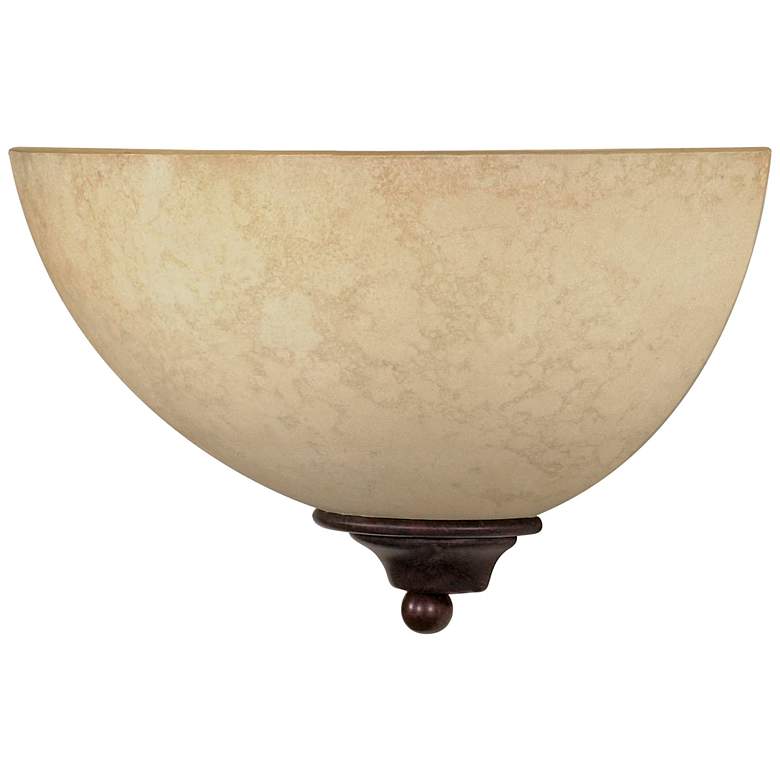 Image 1 Tapas 7" High Old Bronze Wall Sconce with Tuscan Suede Glass