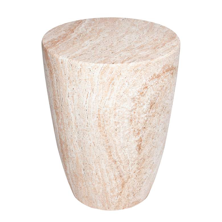 Image 3 Tapered Travertine Stone Finish Italian Design MgO Side Accent Table more views