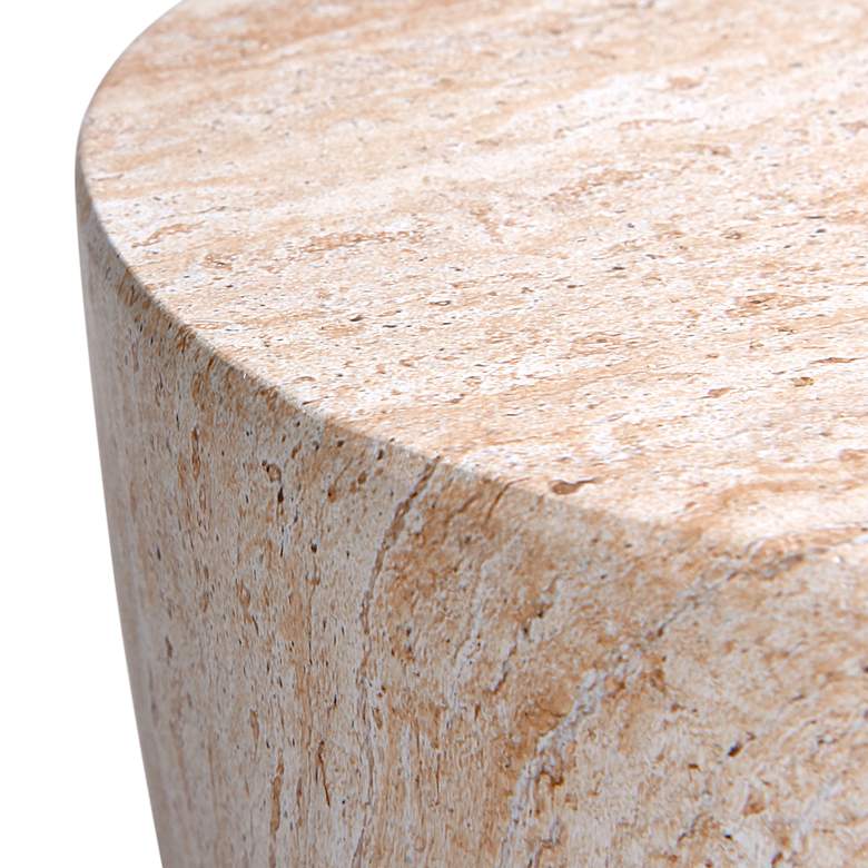Image 5 Tapered Travertine Stone Finish Italian Design MgO Side Accent Table more views