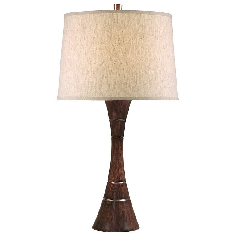 Image 2 Tapered Wood Grain Column Table Lamp