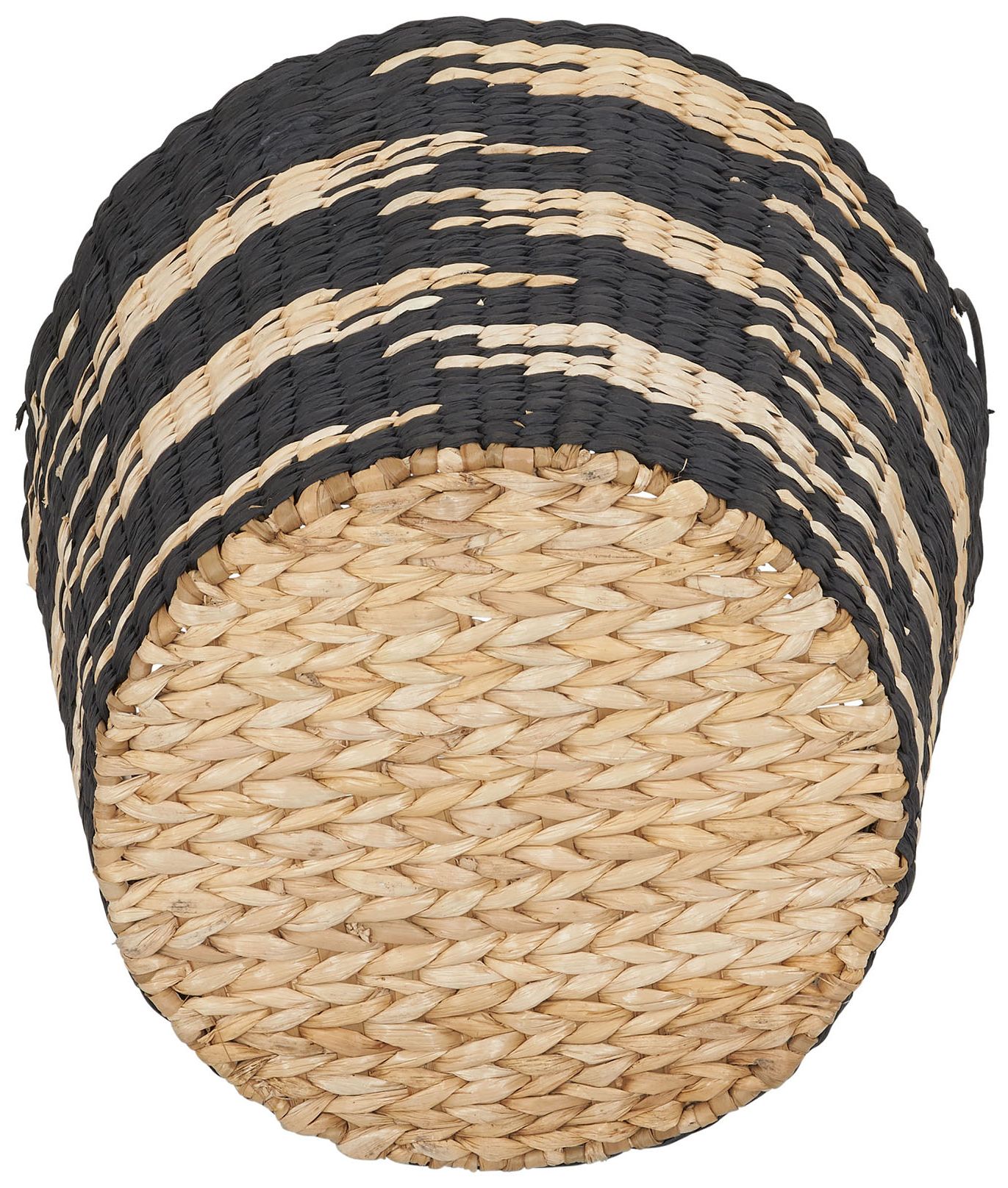Image 4 Tapered Woven Basket, Large with Handles, Black and White Pattern more views