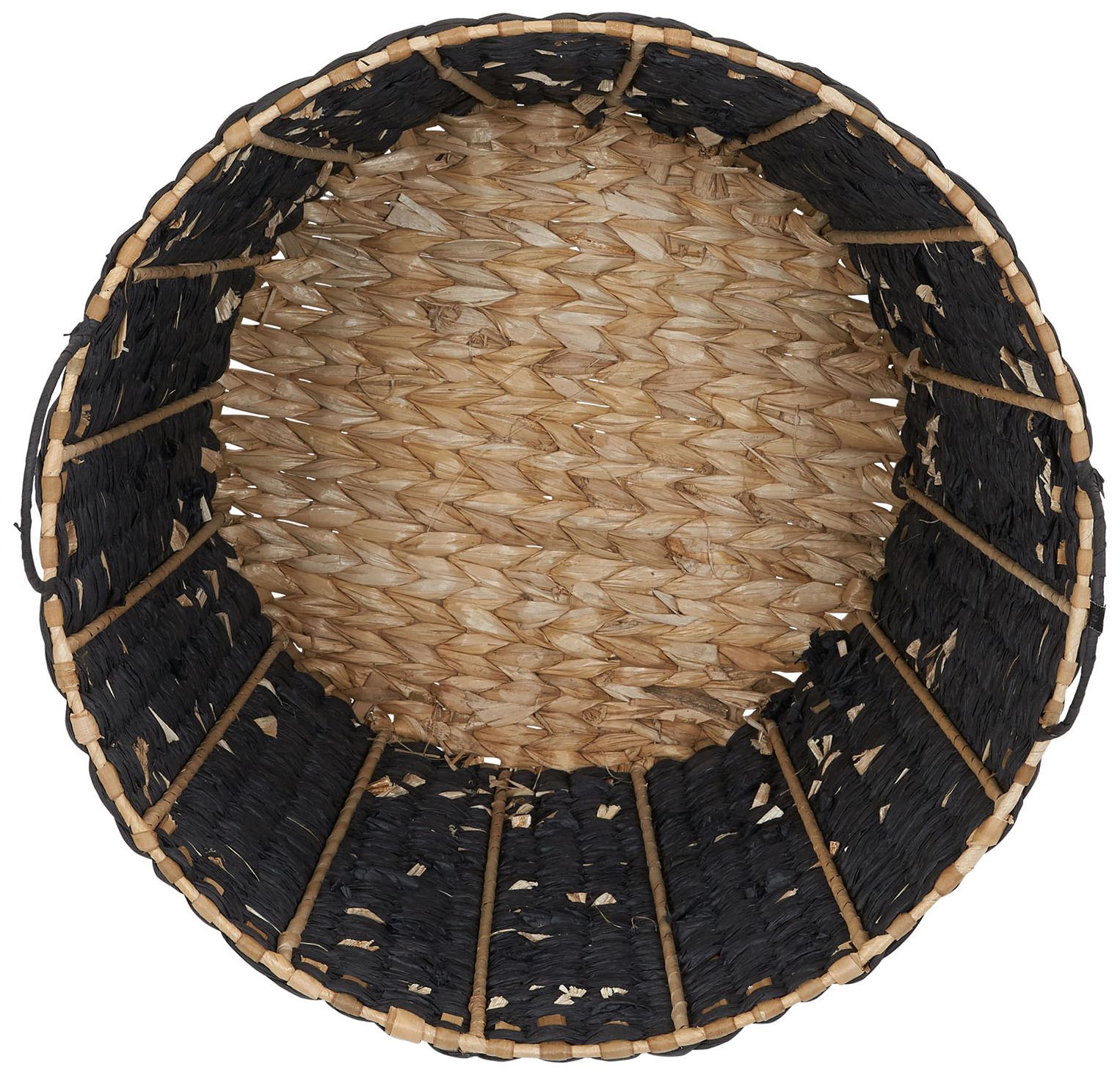 Image 6 Tapered Woven Basket, Large with Handles, Black and White Pattern more views