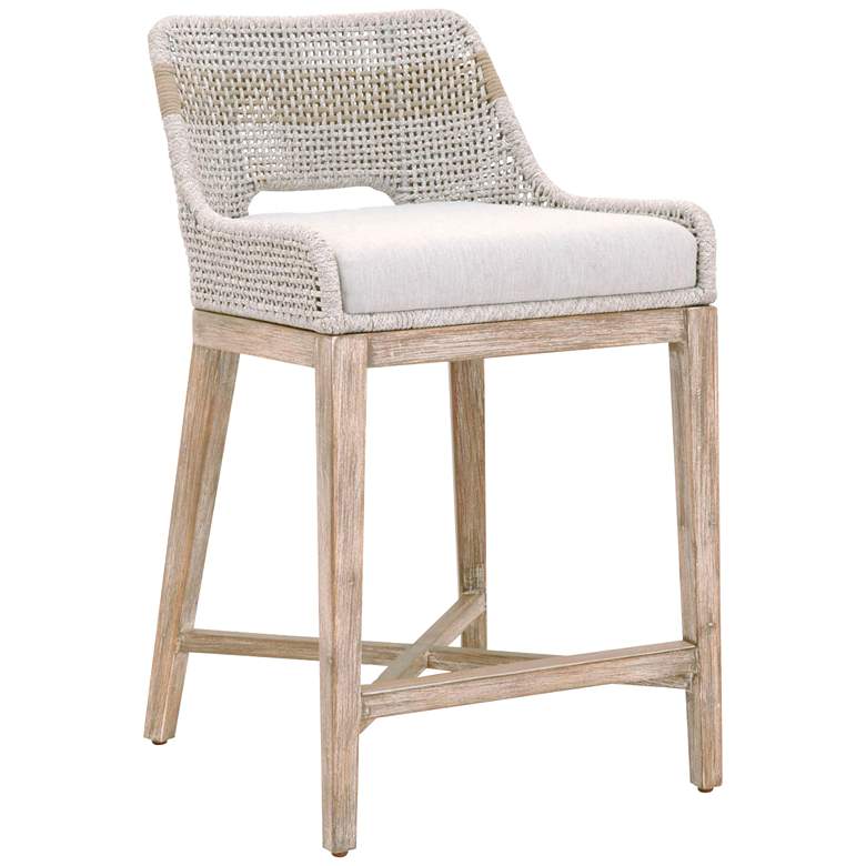 Image 1 Tapestry Counter Stool, Taupe &amp; White Flat Rope, Taupe Stripe
