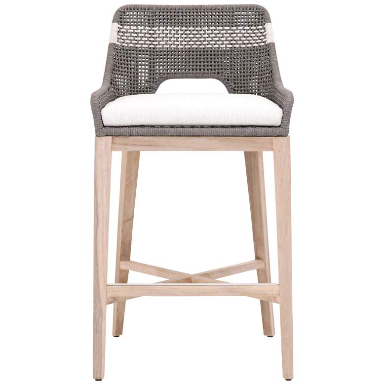 Image 2 Tapestry Outdoor Barstool, Dove Flat Rope, White Speckle Stripe more views