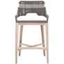 Tapestry Outdoor Barstool, Dove Flat Rope, White Speckle Stripe
