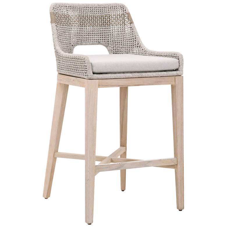Image 1 Tapestry Outdoor Barstool, Taupe &amp; White Flat Rope, Taupe Stripe