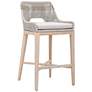 Tapestry Outdoor Barstool, Taupe &amp; White Flat Rope, Taupe Stripe