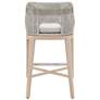 Tapestry Outdoor Barstool, Taupe &amp; White Flat Rope, Taupe Stripe