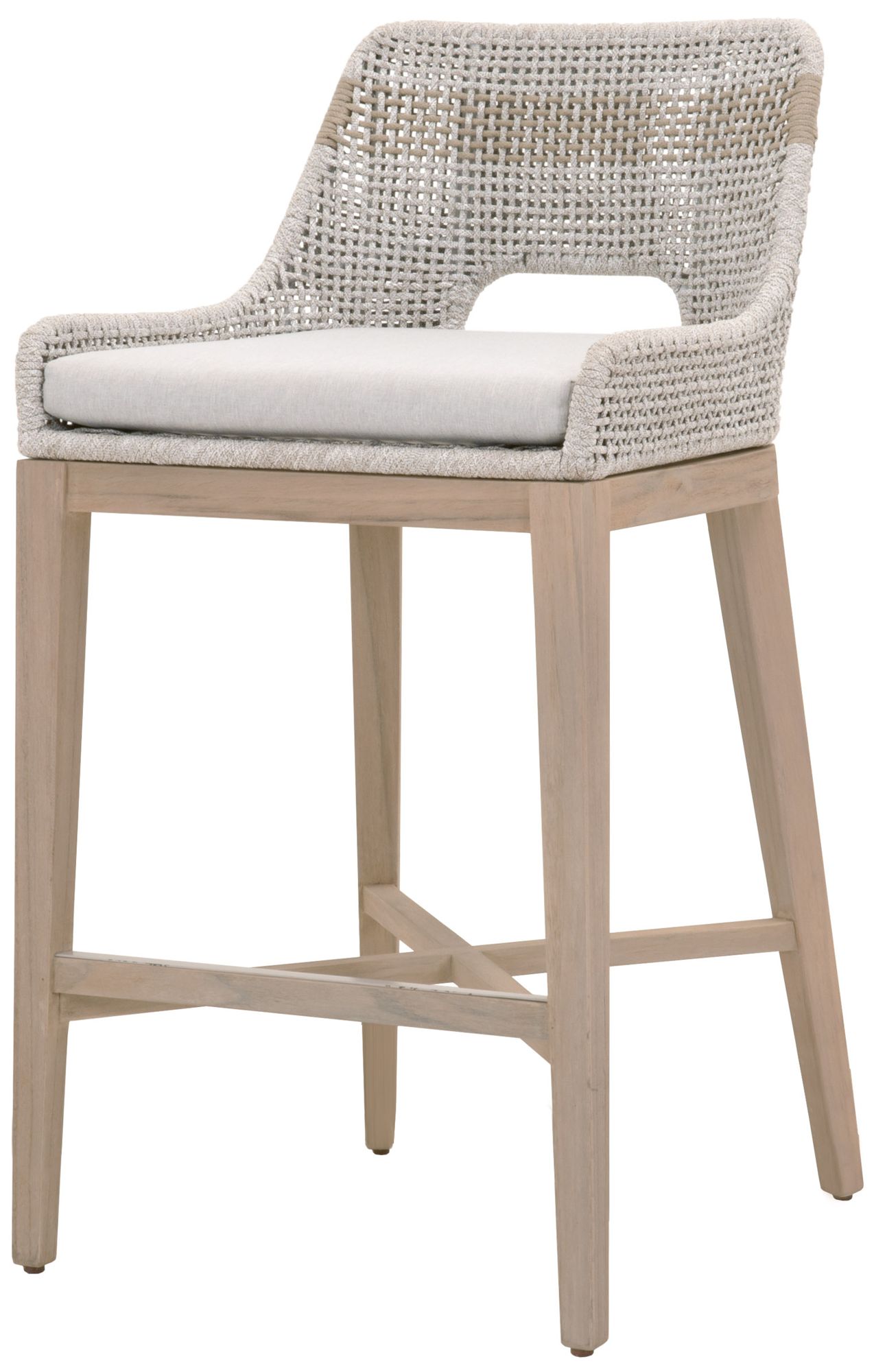 Image 2 Tapestry Outdoor Barstool, Taupe & White Flat Rope, Taupe Stripe more views