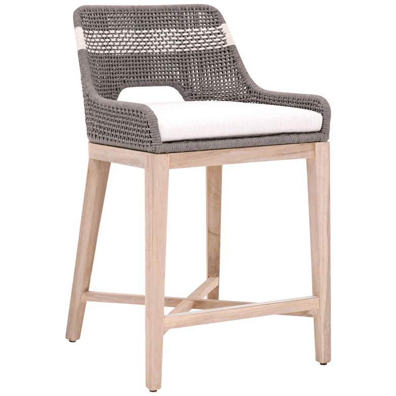 Image 1 Tapestry Outdoor Counter Stool, Dove Flat Rope, White Speckle Stripe