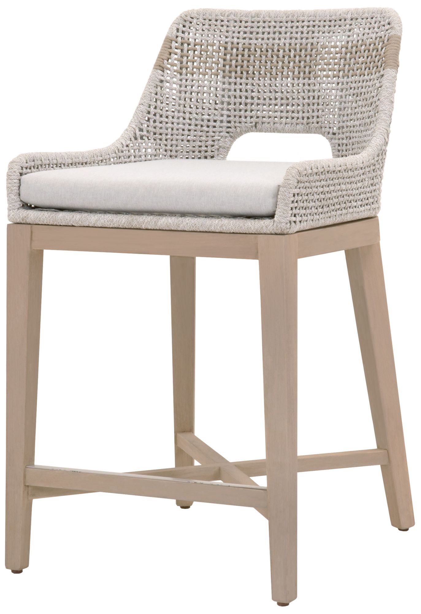 Image 2 Tapestry Outdoor Counter Stool, Taupe & White Flat Rope, Taupe Stripe more views