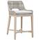 Tapestry Outdoor Counter Stool, Taupe & White Flat Rope, Taupe Stripe