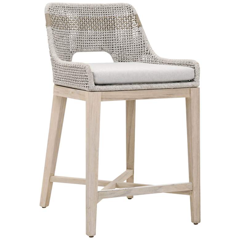 Image 1 Tapestry Outdoor Counter Stool, Taupe & White Flat Rope, Taupe Stripe