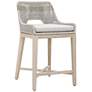 Tapestry Outdoor Counter Stool, Taupe &amp; White Flat Rope, Taupe Stripe