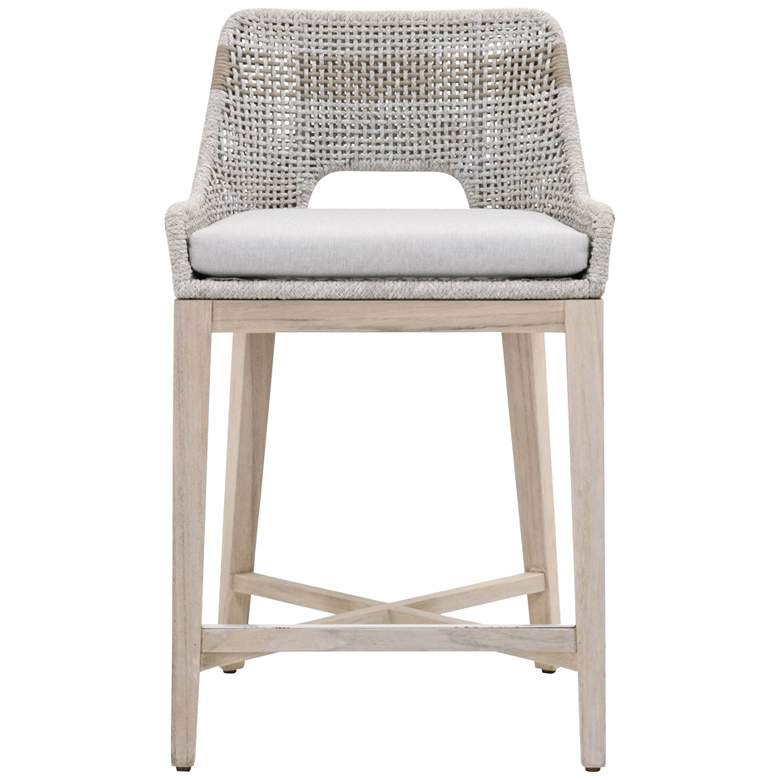 Image 2 Tapestry Outdoor Counter Stool, Taupe &amp; White Flat Rope, Taupe Stripe more views