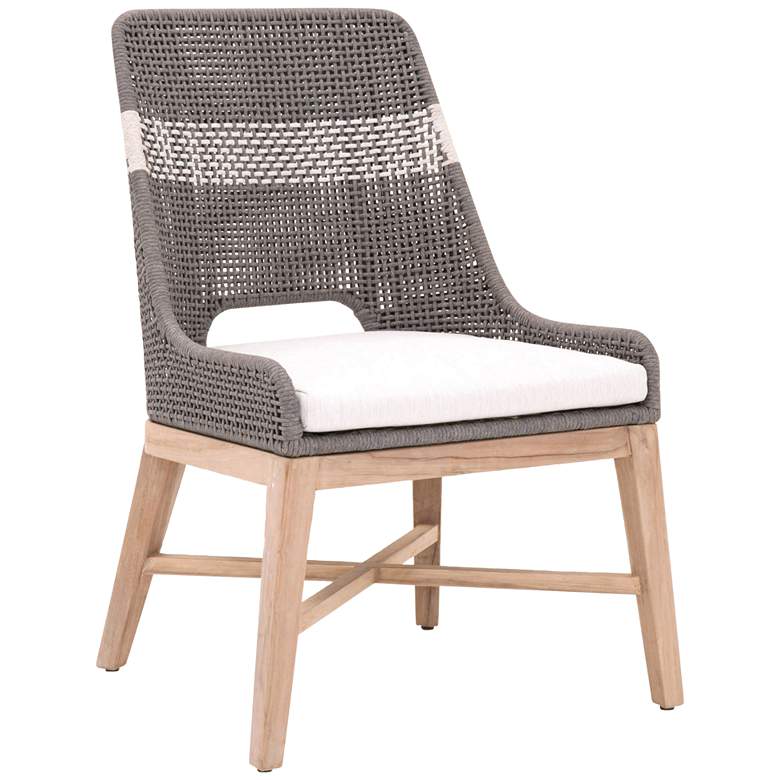 Image 1 Tapestry Outdoor Dining Chair, Dove Rope, White Speckle Stripe, Set of 2