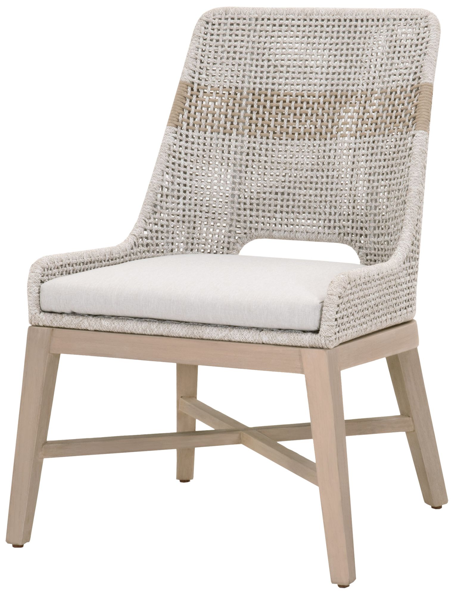 Image 2 Tapestry Outdoor Dining Chair, Taupe & White Flat Rope, Set of 2 more views