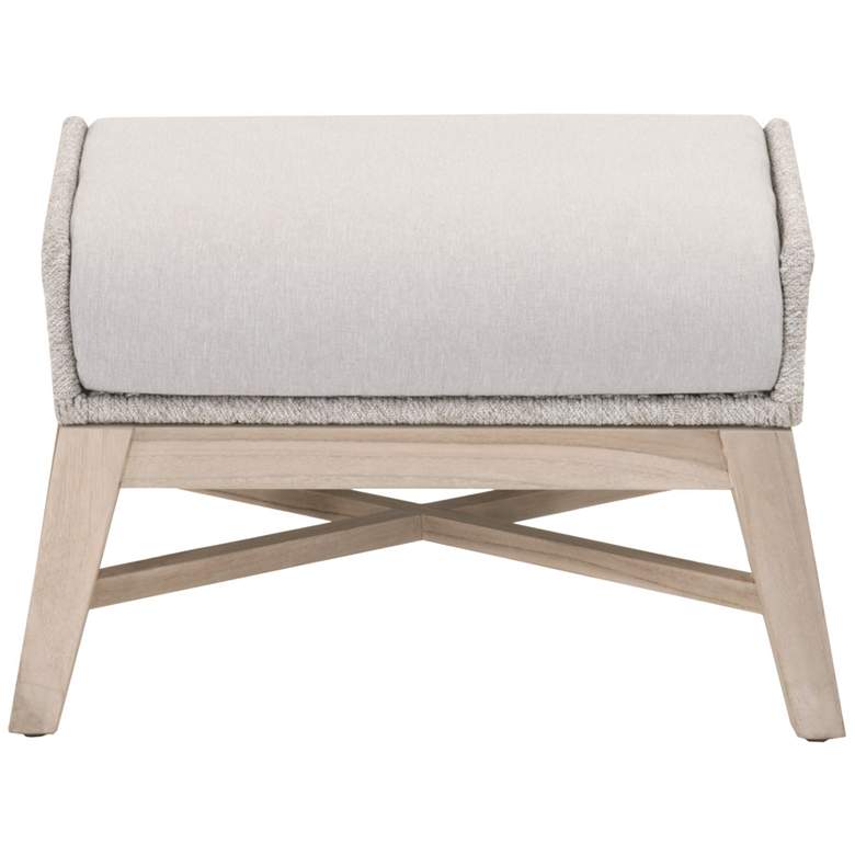 Image 1 Tapestry Outdoor Footstool, Taupe &#38; White Flat Rope, Performance Pumice