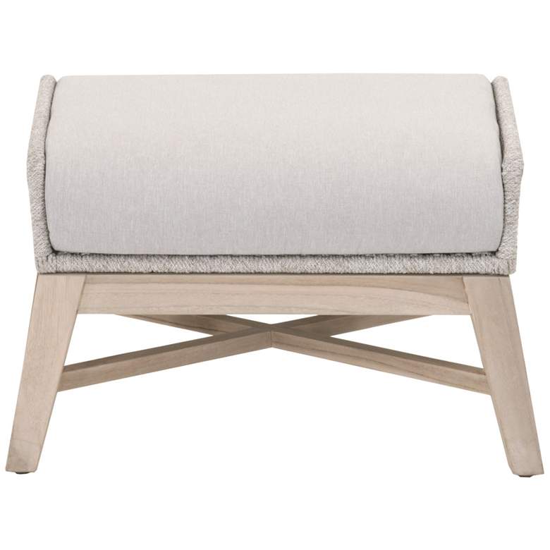 Image 1 Tapestry Outdoor Footstool, Taupe & White Flat Rope, Performance Pumice
