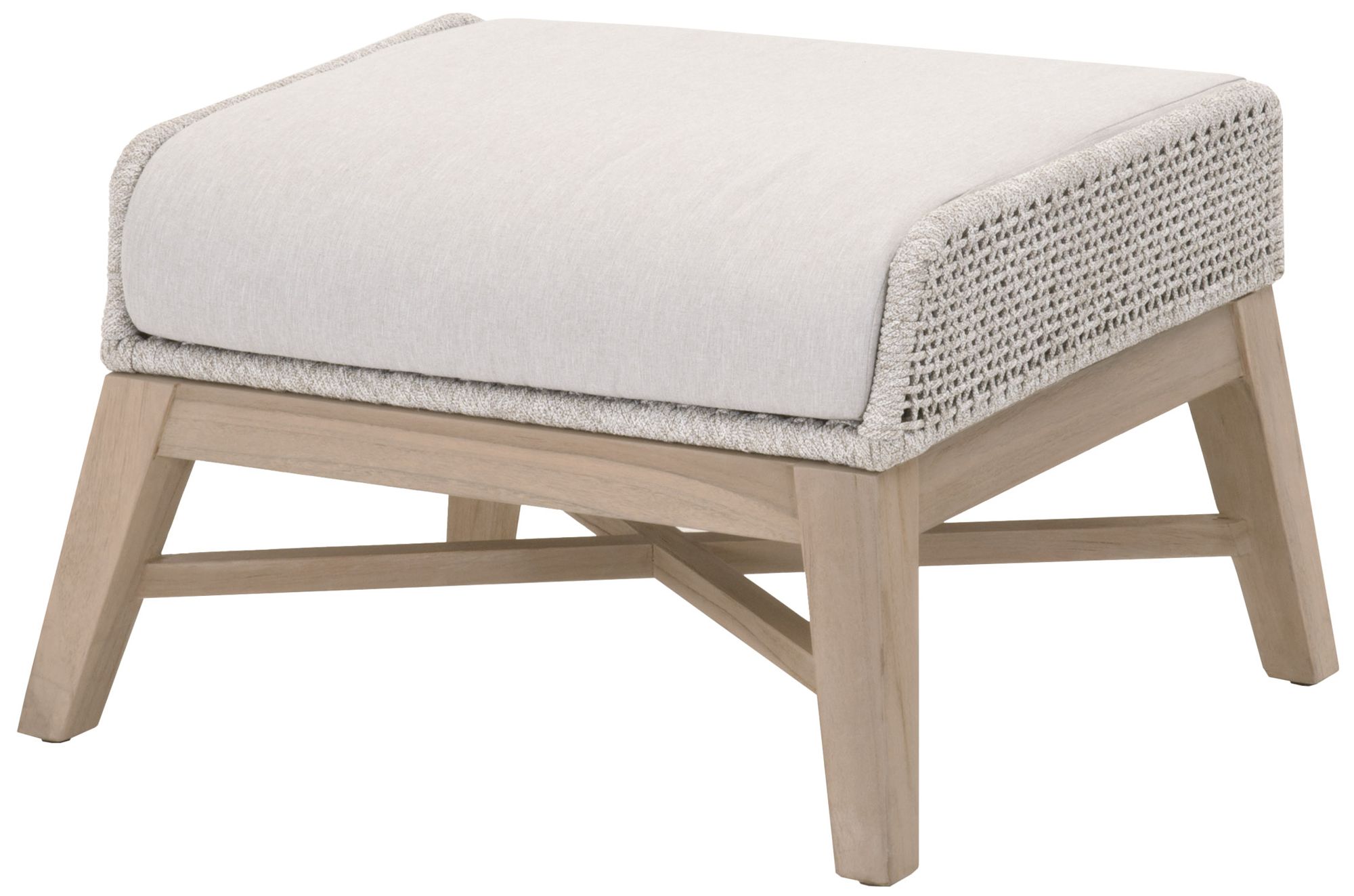 Image 2 Tapestry Outdoor Footstool, Taupe & White Flat Rope, Performance Pumice more views