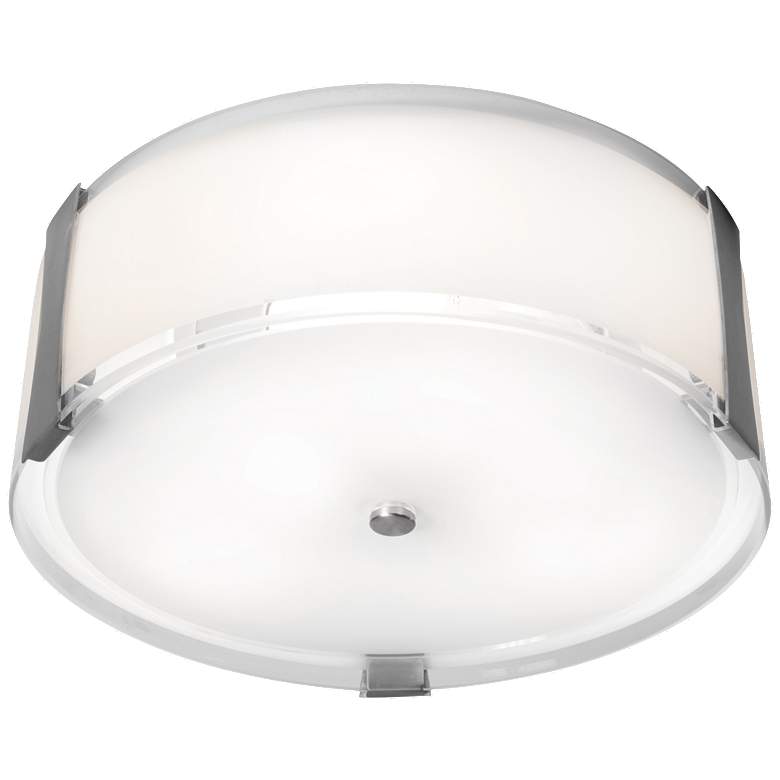 Image 1 Tara - 14" Dimmable LED -Flush Mount - Brushed Steel - Opal