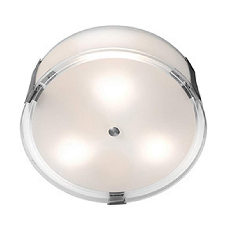 Image 2 Tara 14" Wide Brushed Steel Flush Mount w/ Opal Glass Shade more views