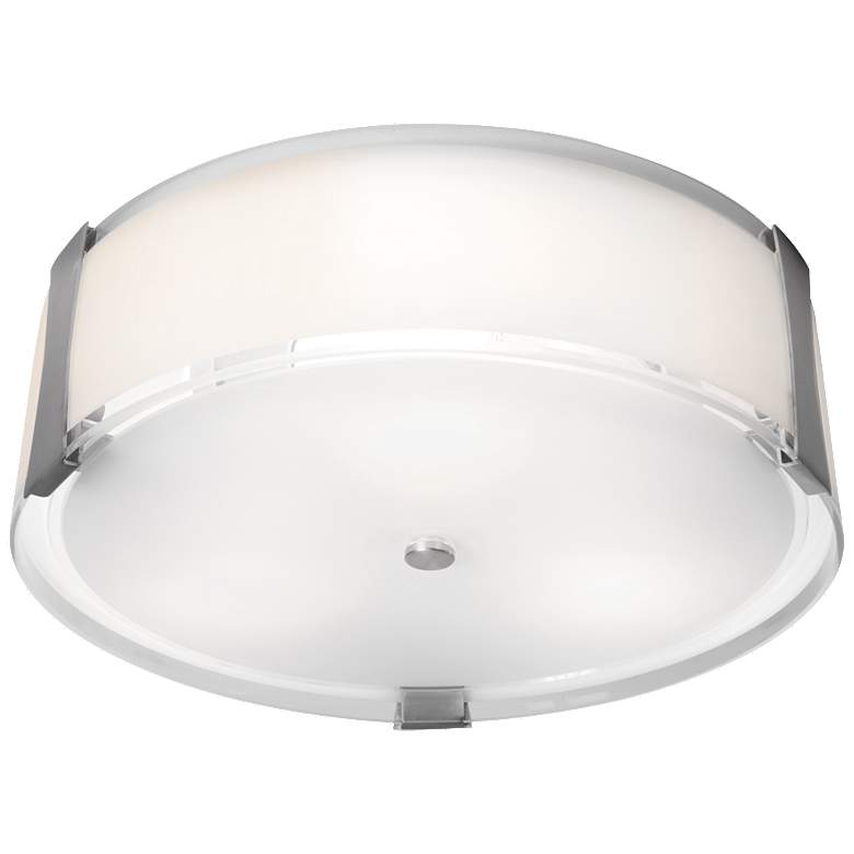 Image 1 Tara - 18" Dimmable LED -Flush Mount - Brushed Steel - Opal