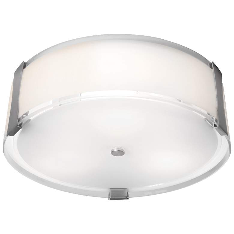 Image 1 Tara - 18" Dimmable LED -Flush Mount - Brushed Steel - Opal
