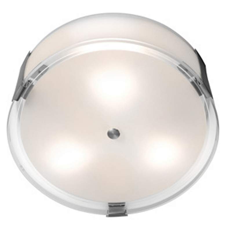 Image 2 Tara 18" Wide Brushed Steel Flush Mount w/ Opal Glass Shade more views
