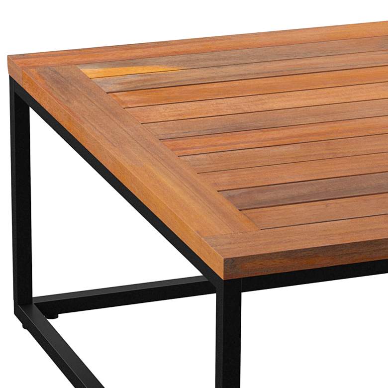 Image 3 Taradale 32"W Natural Wood Black Metal Outdoor Coffee Table more views