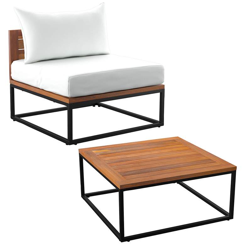 Image 2 Taradale Natural Black Outdoor 2-Piece Table and Chair Set