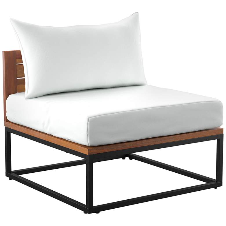 Image 2 Taradale Natural Wood Black Metal Outdoor Patio Chair
