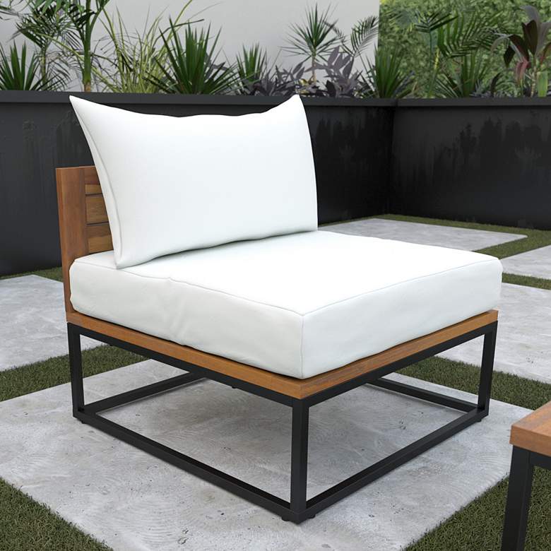 Image 1 Taradale Natural Wood Black Metal Outdoor Patio Chair