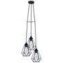 Tarbes 12.25" Wide 3-Light  Matte Black Cage Staircase Pendant