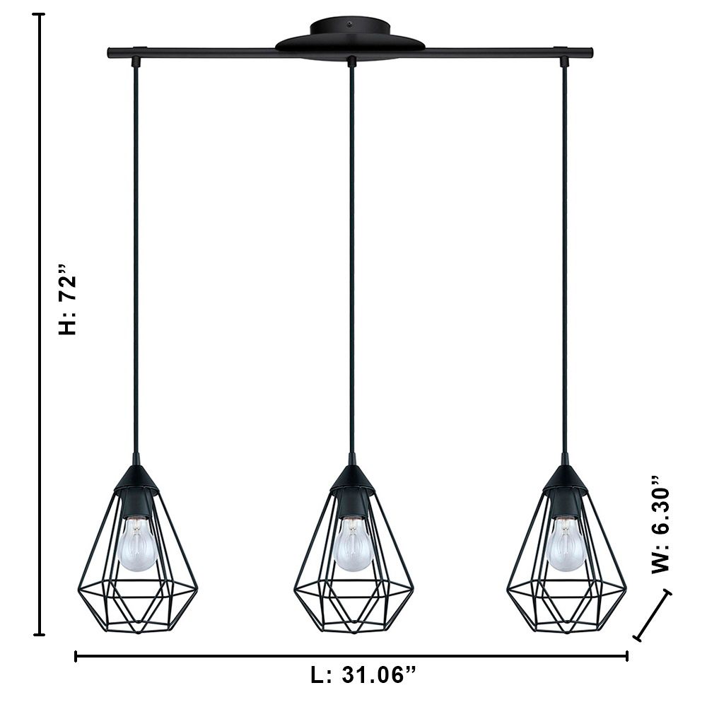 Image 2 Tarbes - 3-Light Multi Light Cage Pendant - Matte Black more views