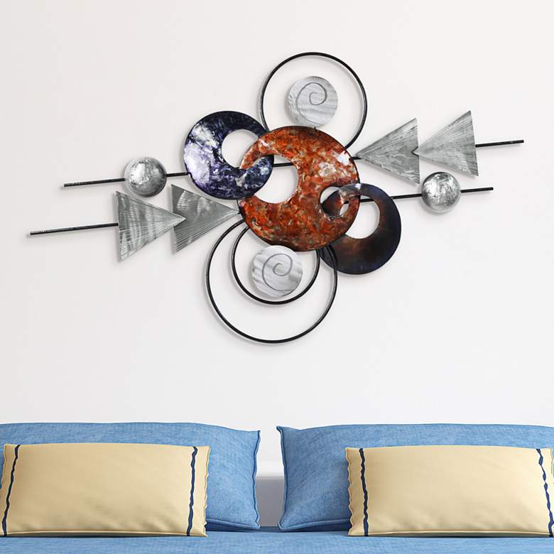 Image 1 Target 48" High Red Gray Black Etched Metal Wall Sculpture