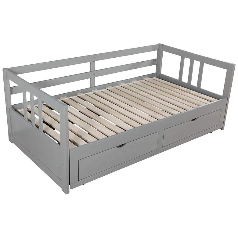 Targrid Gray Wood 2-Drawer Kids Bed