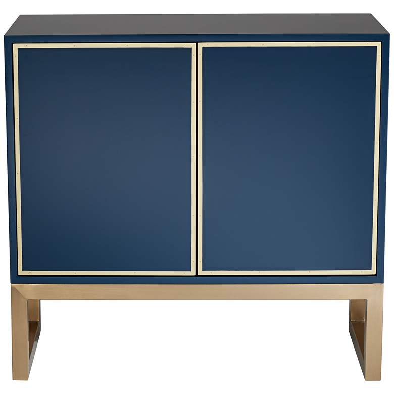 Image 7 Tarim 35 3/4 inch Wide Blue and Gold 2-Door Accent Cabinet more views