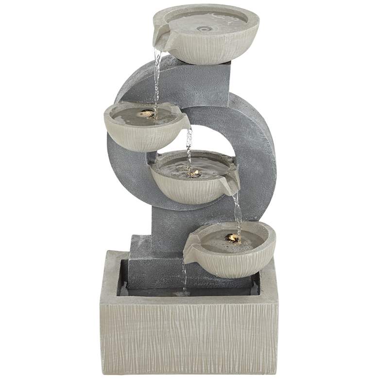 Image 2 Tarin Four Bowl 23 1/2" High Gray Faux Stone Cascading Floor Fountain