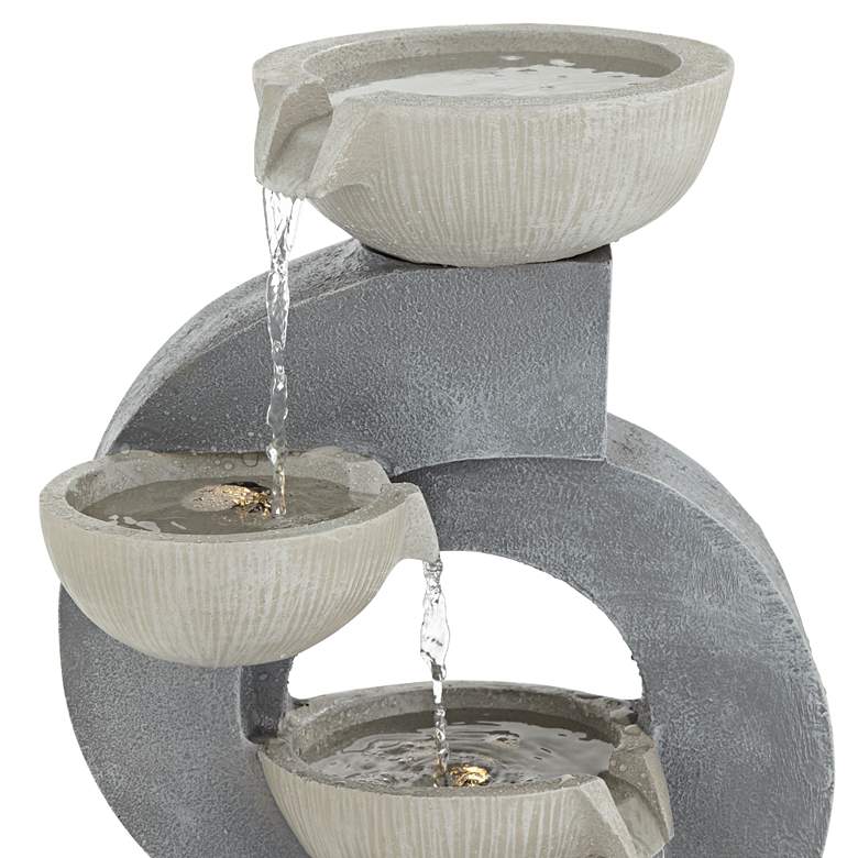 Image 3 Tarin Four Bowl 23 1/2" High Gray Faux Stone Cascading Floor Fountain more views